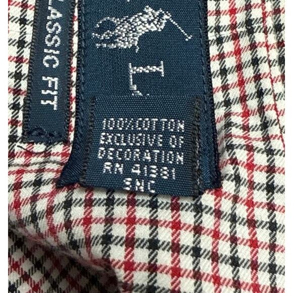 Ralph Lauren Polo Red Black Check Plaid 17 x 36/37 Button Down Shirt Classic Fit - Picture 7 of 7